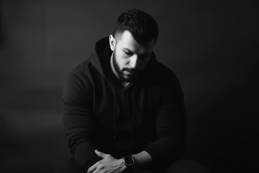 Jealous man in deep thought